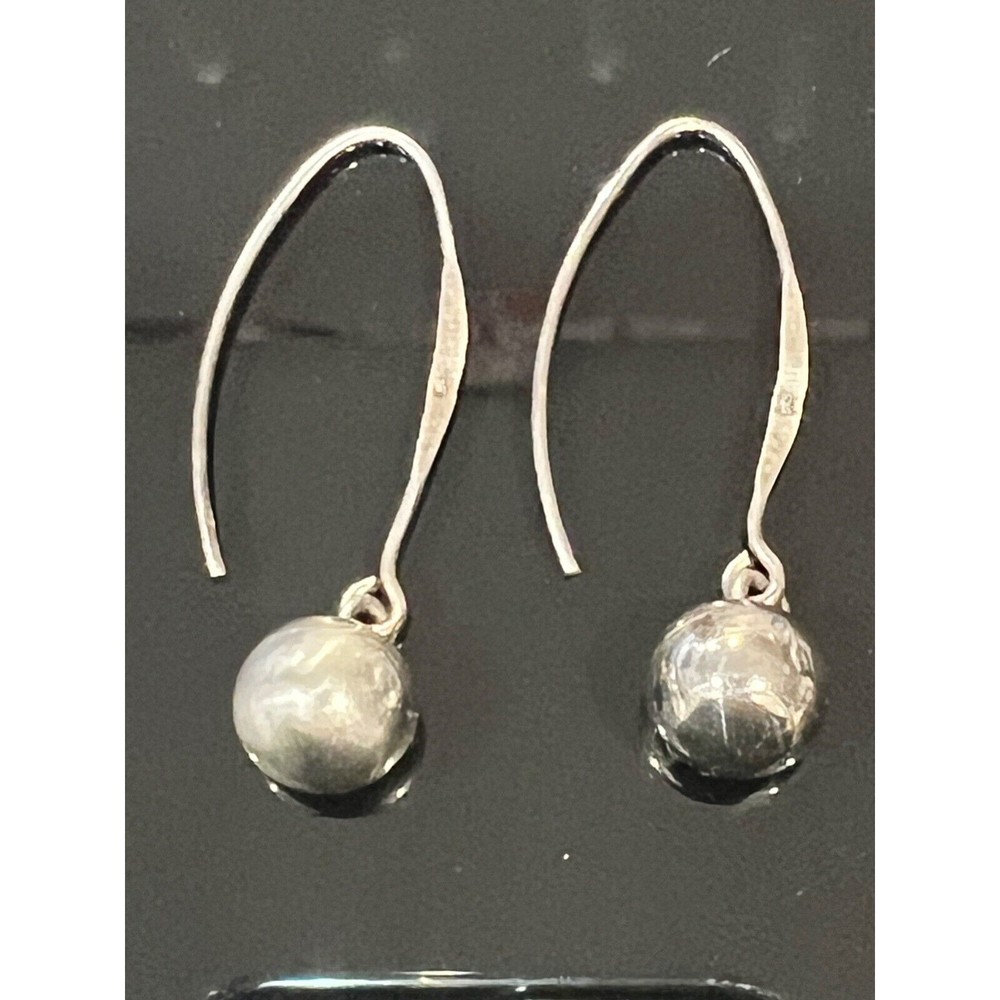 Vintage 925 Sterling Silver Earrings Modernist Ball Bead Dangle Drop
